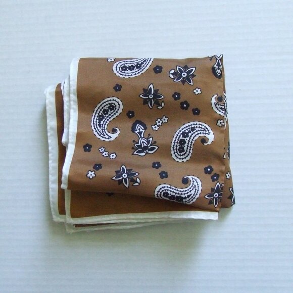 Paisley scarf vintage acetate rectangle long Scarves and Allied Arts brown white - Picture 11 of 11